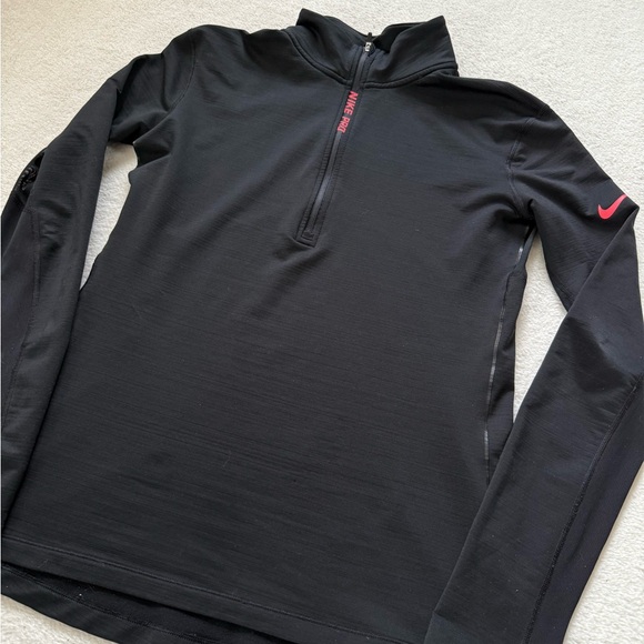 Nike Womens Pro Hyperwarm Top Size XL Black Pullover 1/2 Zip Long Sleeve 803140 - Picture 2 of 9